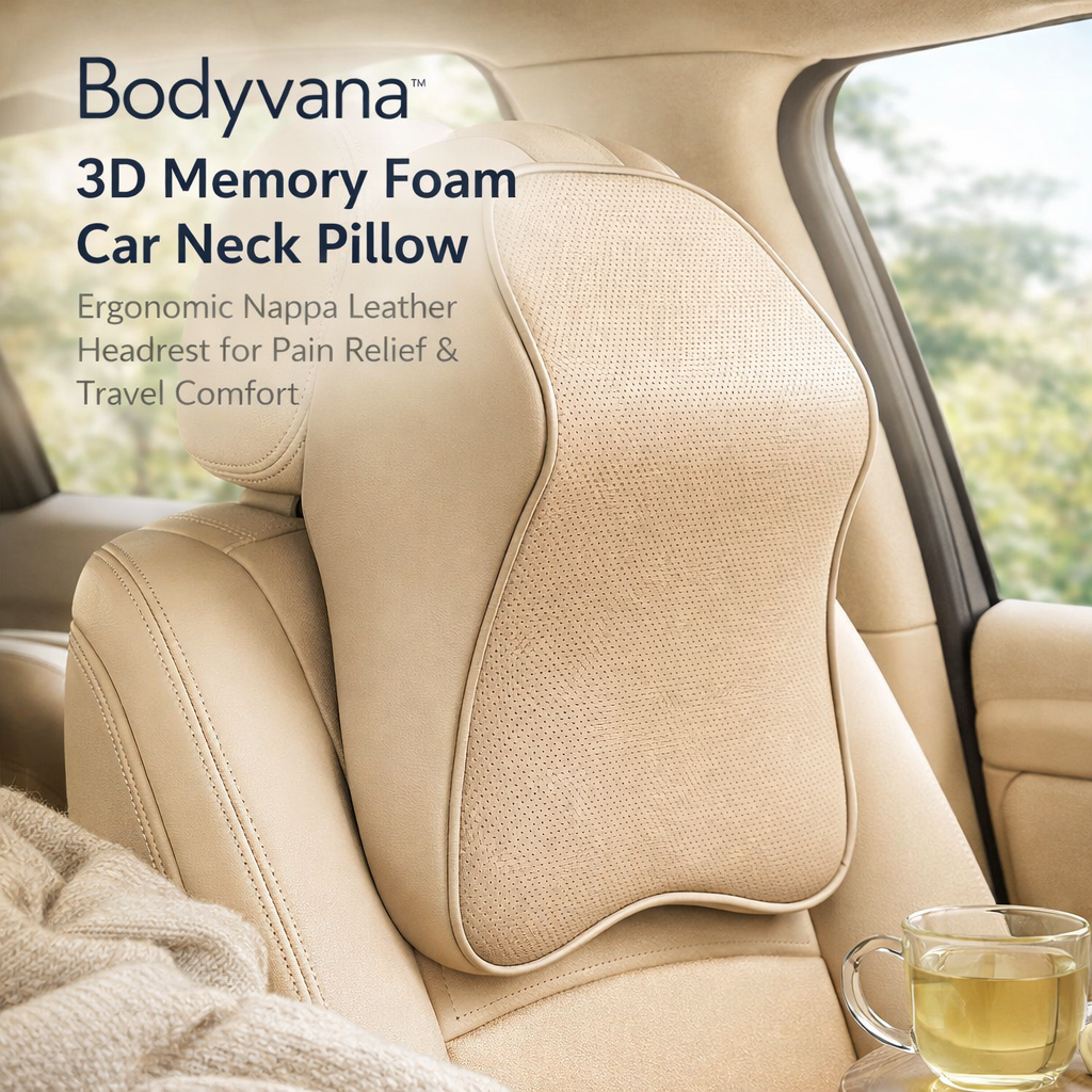 Bodyvana™ Memory Foam Car Neck Pillow – Ergonomic Headrest Support